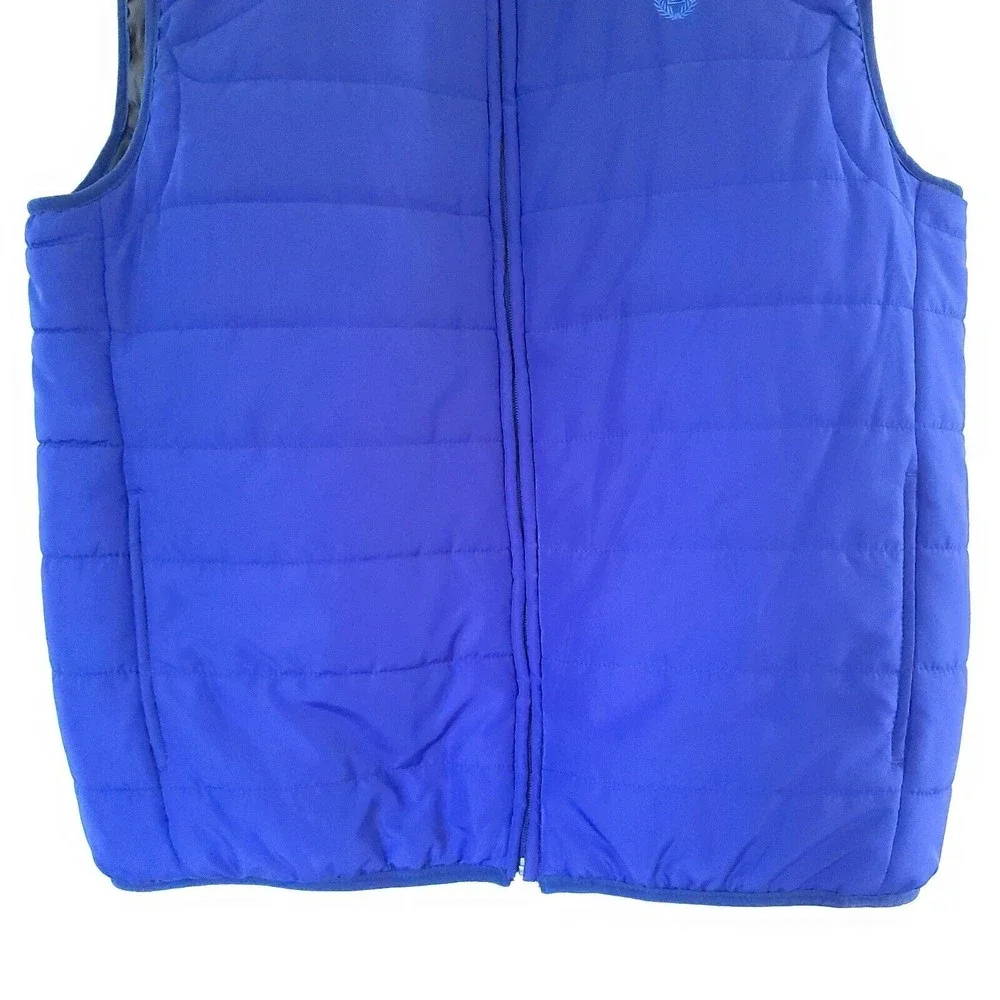 Chaps Quilted Puffer Zip-Up Vest Jacket Men's LG Sleeveless Blue Mock Neck